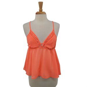 Windsor‎ Womens Neon Orange Cropped V-Neck Tank Top Size M Bright Flowy Boho Y2K